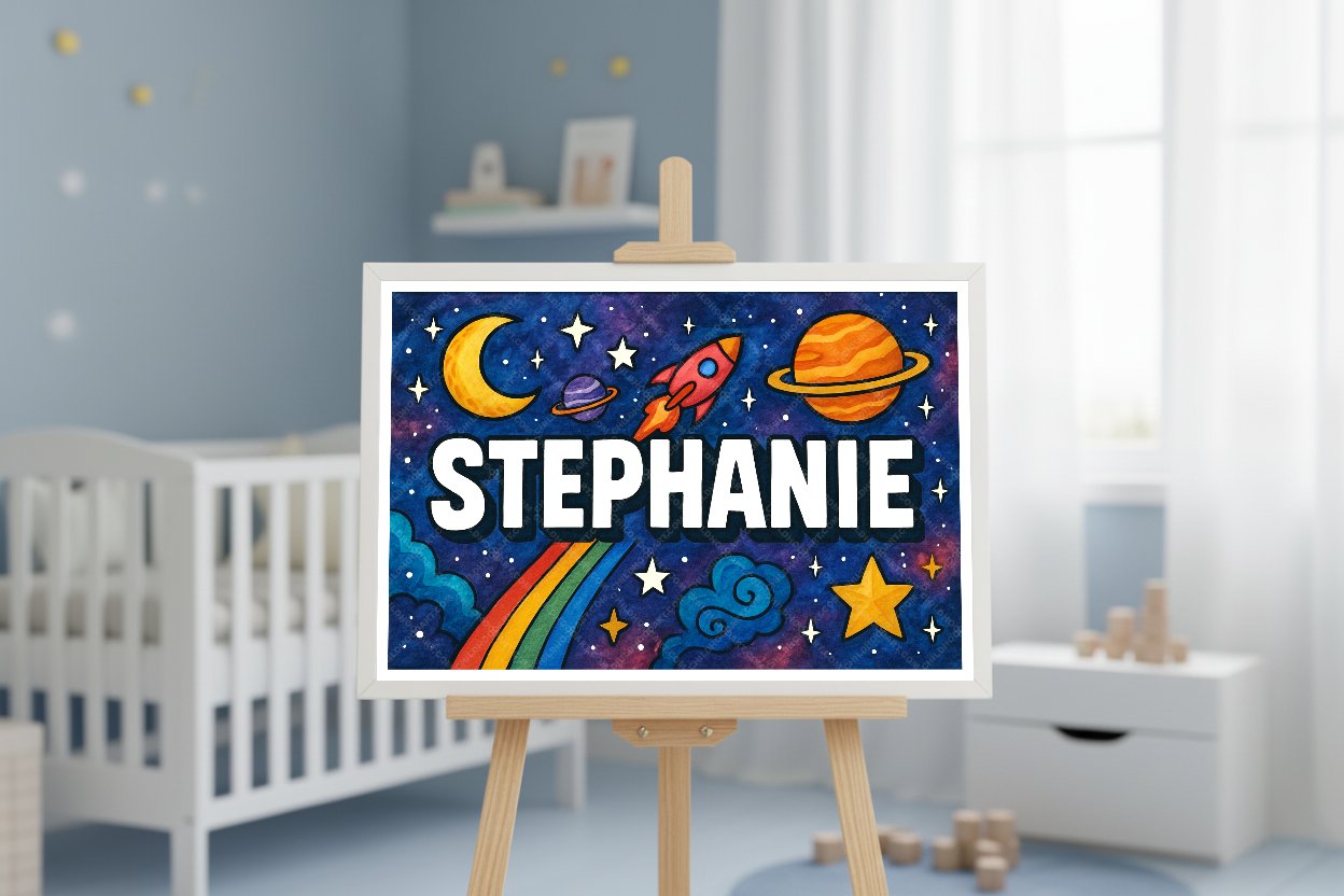 Personalized space name art for Stephanie