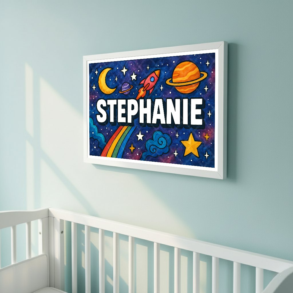 Personalized space name art for Stephanie