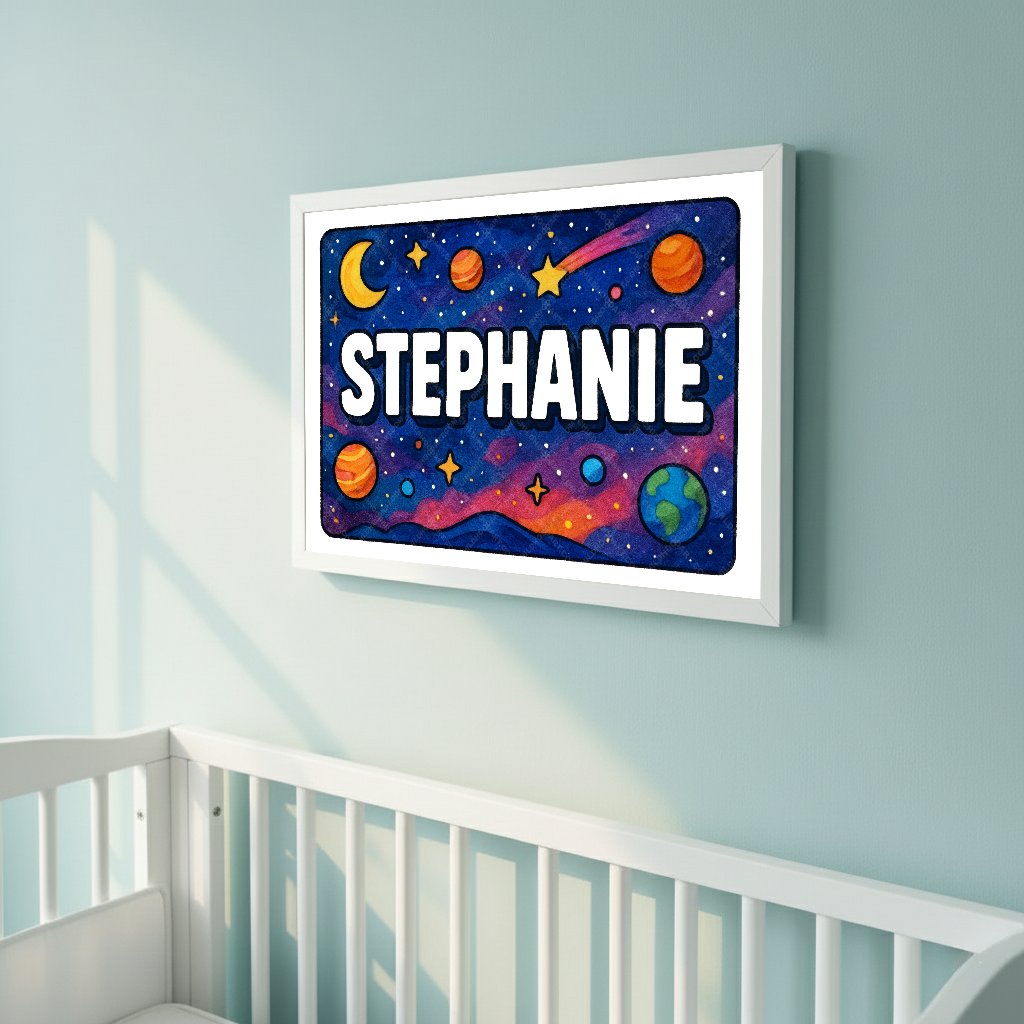 Personalized space name art for Stephanie
