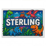 Sterling Name Art - Dinosaur Adventure personalized wall print for kids