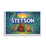 Stetson Name Art - Forest Friends personalized wall print for kids