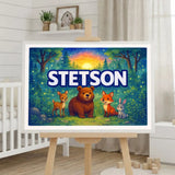 Stetson Name Art - Forest Friends personalized wall print for kids