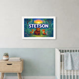 Stetson Name Art - Forest Friends personalized wall print for kids