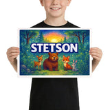 Stetson Name Art - Forest Friends personalized wall print for kids