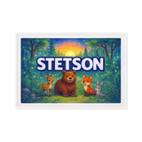 Stetson Name Art - Forest Friends personalized wall print for kids