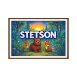 Stetson Name Art - Forest Friends personalized wall print for kids