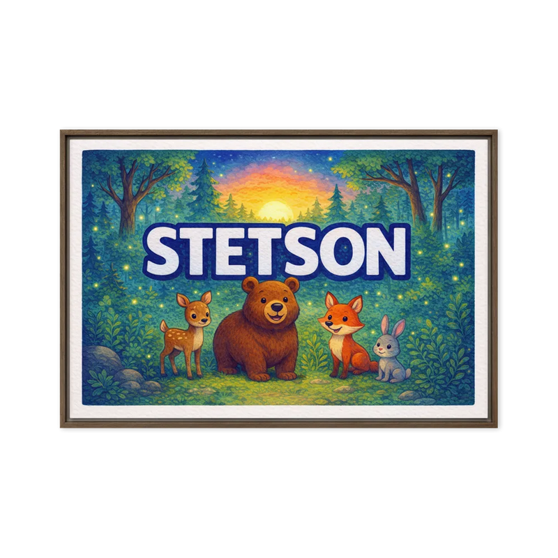 Stetson Name Art - Forest Friends personalized wall print for kids