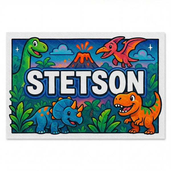 Stetson Name Art - Dinosaur Adventure Personalized Wall Art