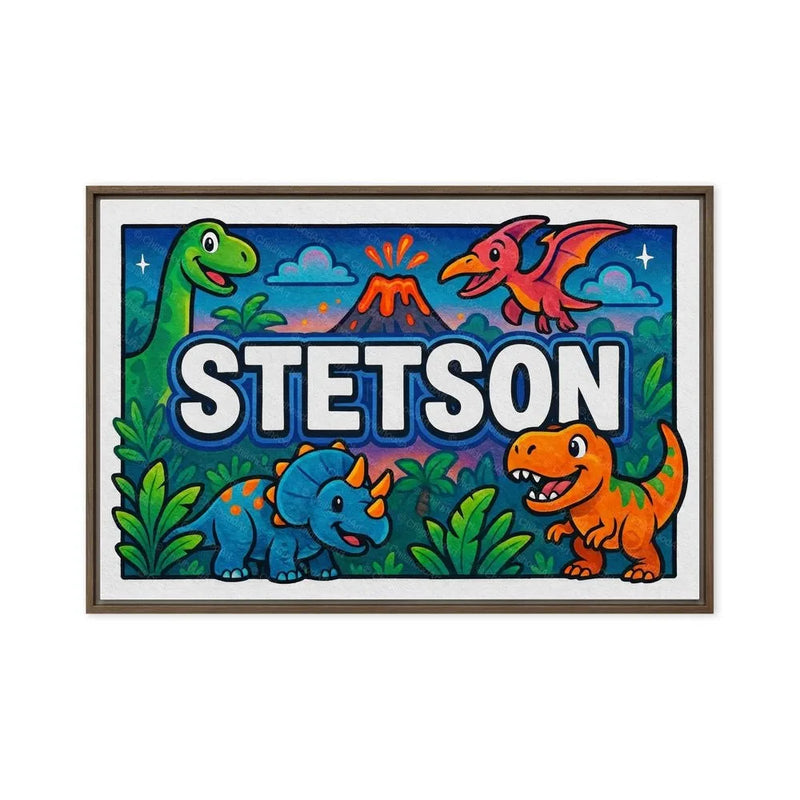 Stetson Name Art - Dinosaur Adventure personalized wall print for kids