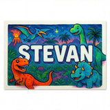 Stevan Name Art - Dinosaur Adventure personalized wall print for kids