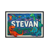 Stevan Name Art - Dinosaur Adventure personalized wall print for kids