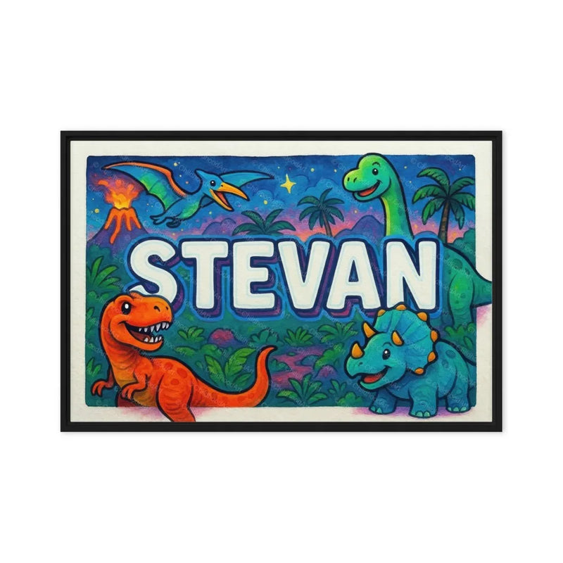Stevan Name Art - Dinosaur Adventure personalized wall print for kids