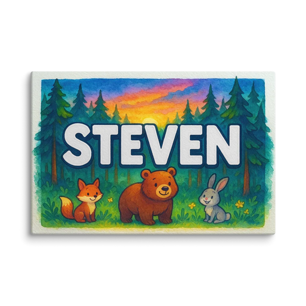 Steven Name Art - Forest Friends Personalized Wall Art