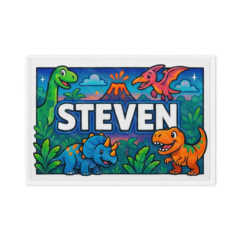 Steven Name Art - Dinosaur Adventure personalized wall print for kids