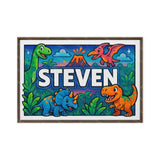 Steven Name Art - Dinosaur Adventure personalized wall print for kids