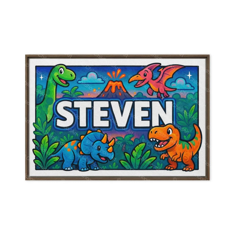 Steven Name Art - Dinosaur Adventure personalized wall print for kids