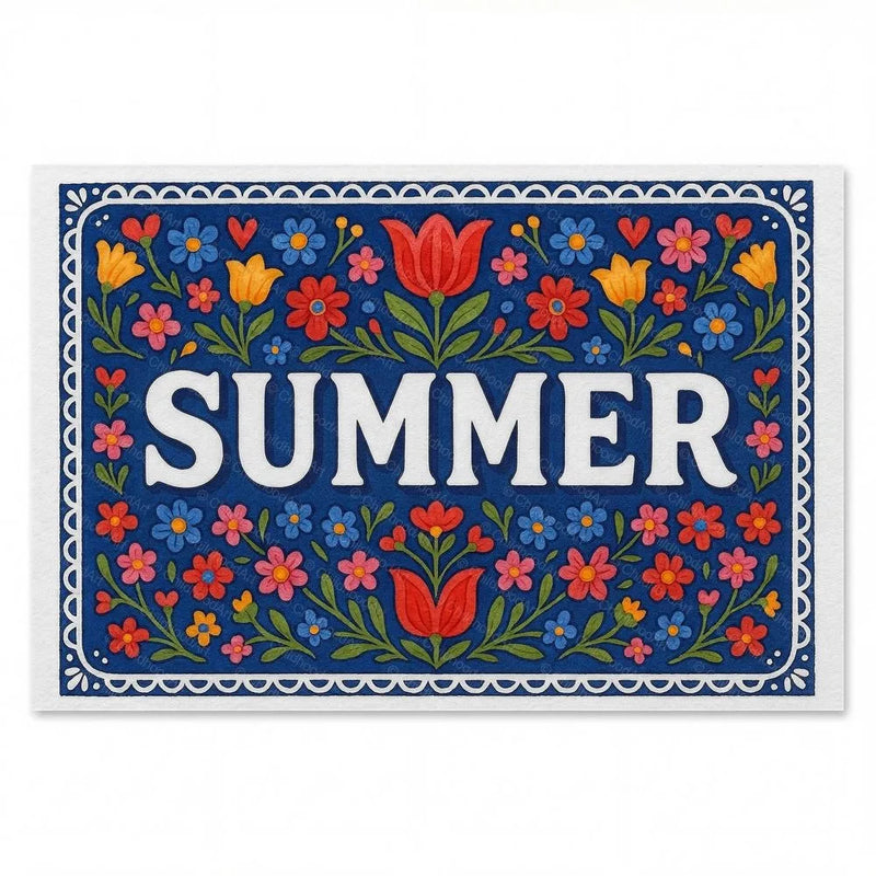 Summer Name Art - Floral Farmhouse personalized wall print for kids