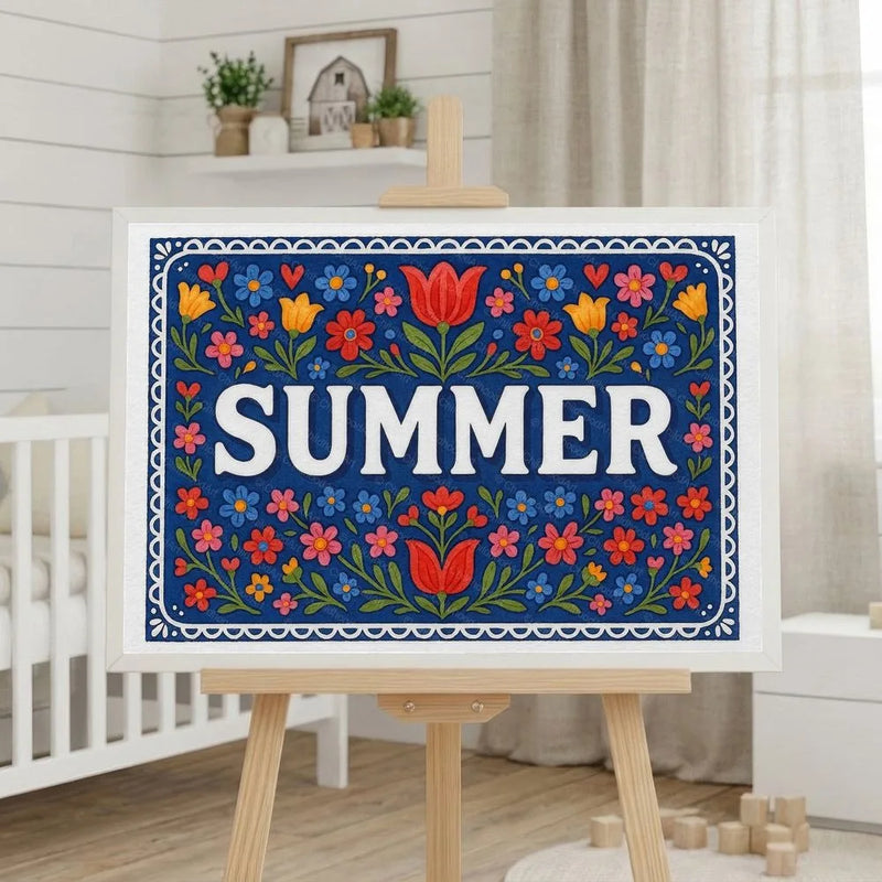 Summer Name Art - Floral Farmhouse personalized wall print for kids