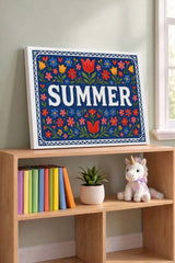 Summer Name Art - Floral Farmhouse personalized wall print for kids