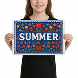 Summer Name Art - Floral Farmhouse personalized wall print for kids