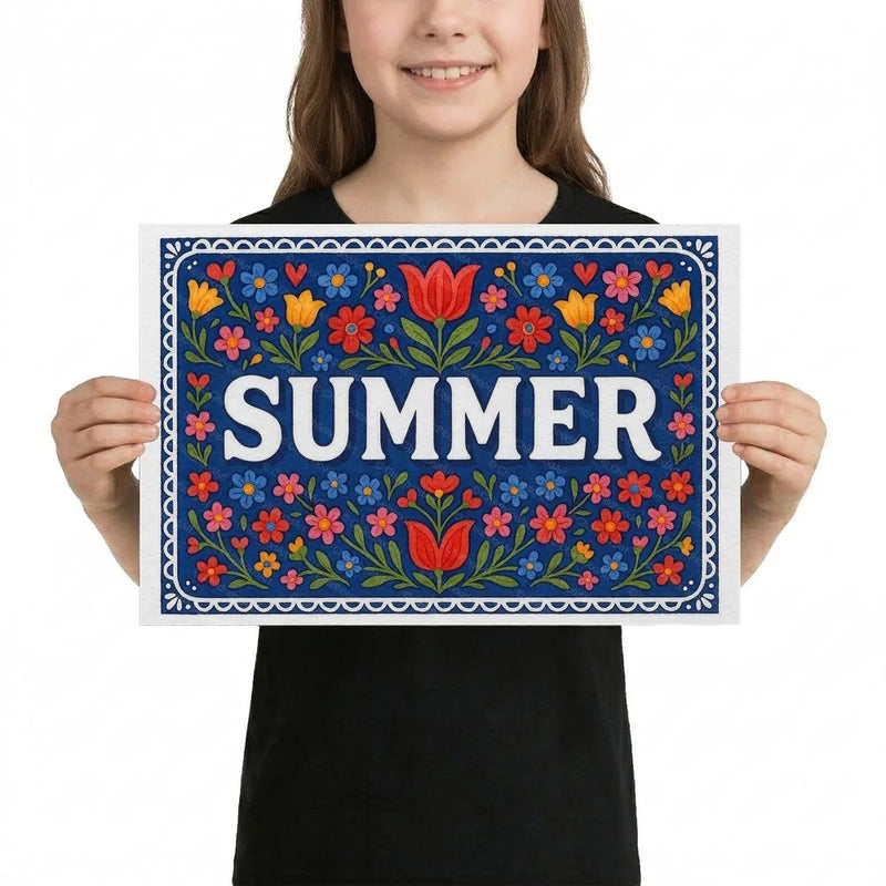 Summer Name Art - Floral Farmhouse personalized wall print for kids