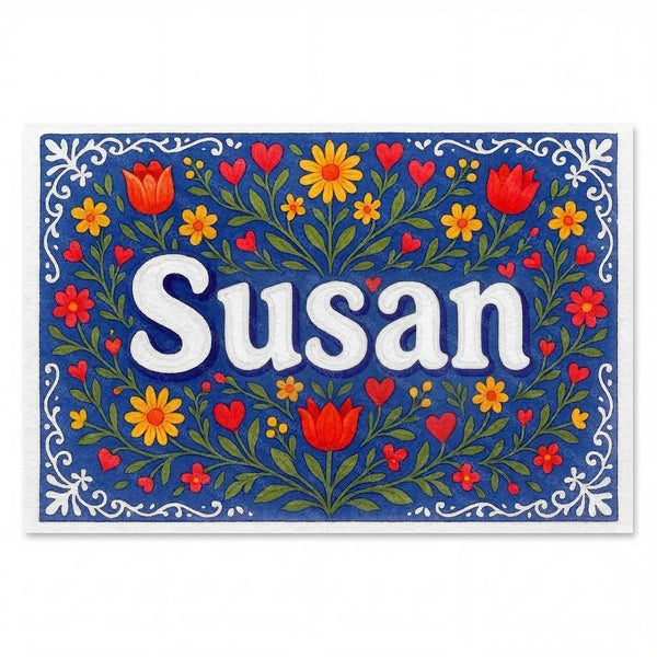 Susan Name Art - Floral Farmhouse Personalized Wall Art