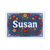 Susan Name Art - Floral Farmhouse personalized wall print for kids