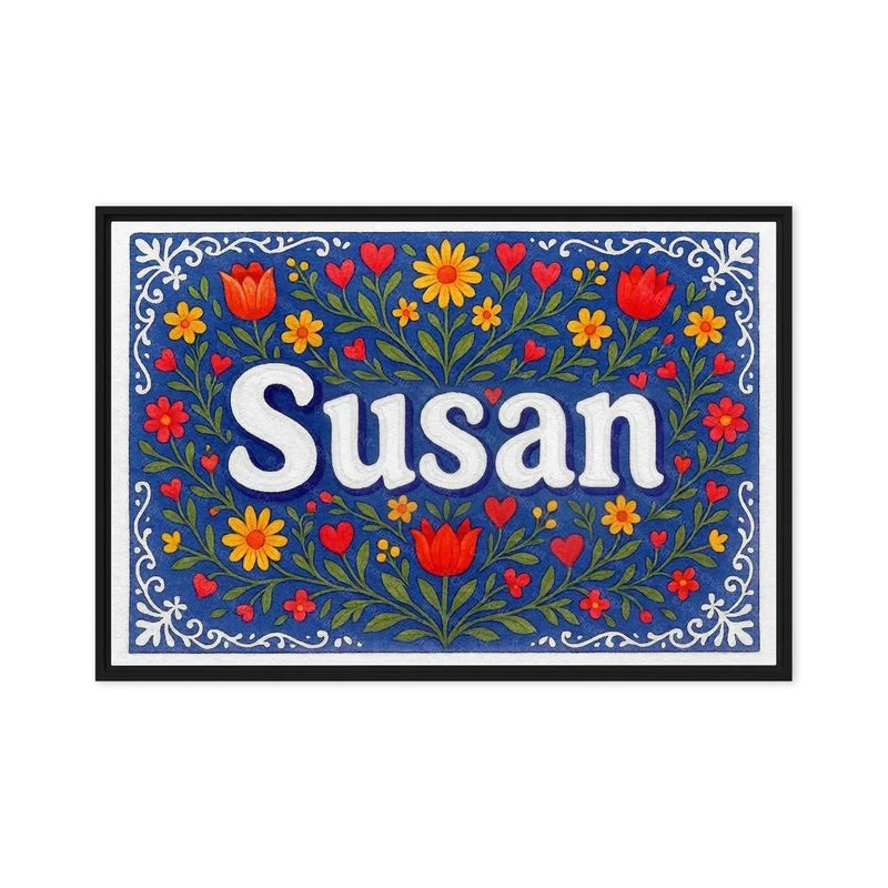 Susan Name Art - Floral Farmhouse personalized wall print for kids