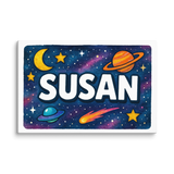 Susan Name Art - Space Explorers personalized wall print for kids