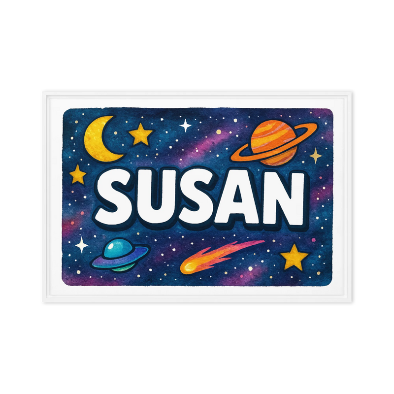 Susan Name Art - Space Explorers personalized wall print for kids