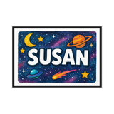 Susan Name Art - Space Explorers personalized wall print for kids