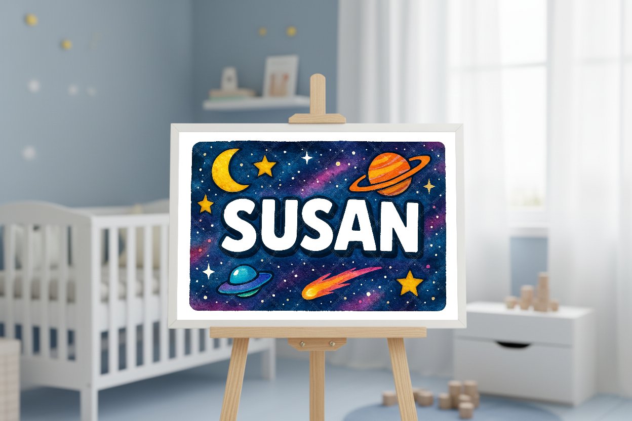 Personalized space name art for Susan