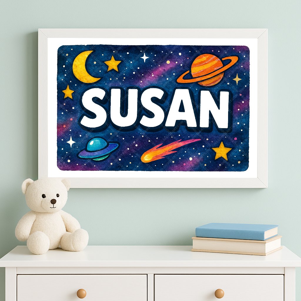 Personalized space name art for Susan