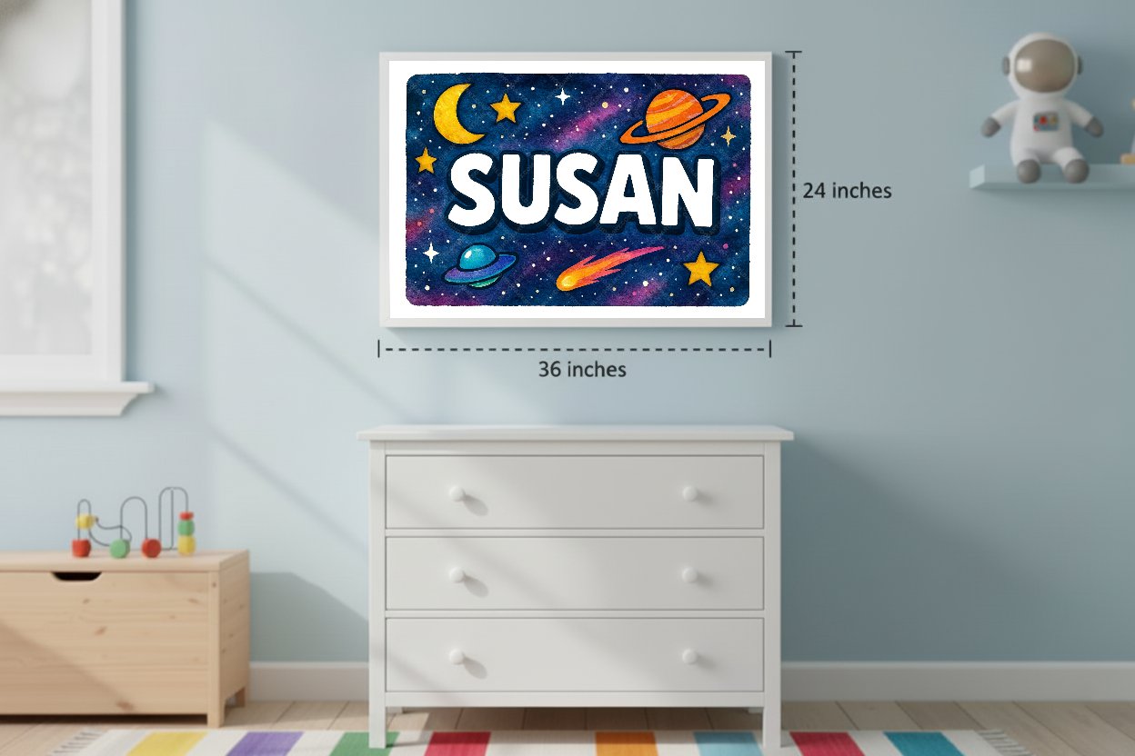 Personalized space name art for Susan