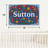 Sutton Name Art - Floral Farmhouse personalized wall print for kids