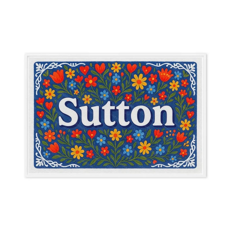 Sutton Name Art - Floral Farmhouse personalized wall print for kids