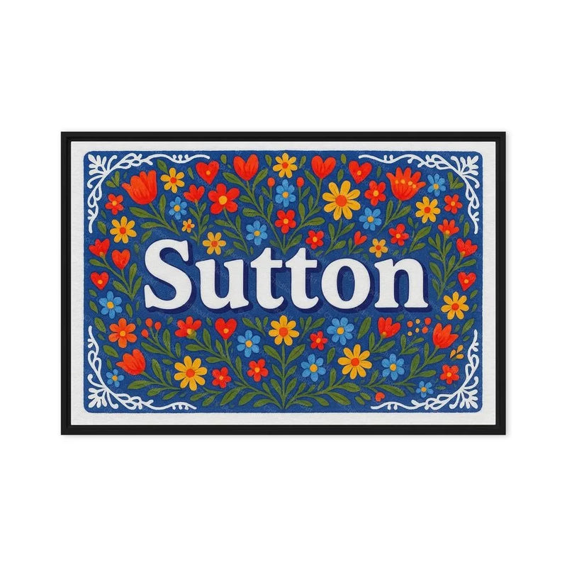 Sutton Name Art - Floral Farmhouse personalized wall print for kids
