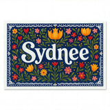 Sydnee Name Art - Floral Farmhouse personalized wall print for kids