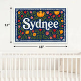 Sydnee Name Art - Floral Farmhouse personalized wall print for kids