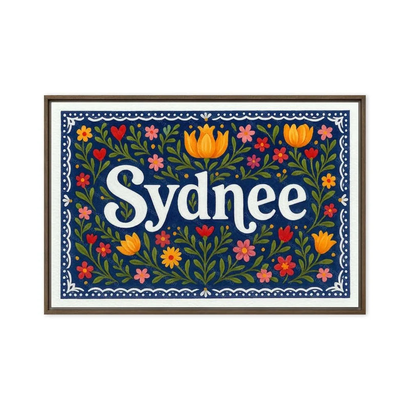 Sydnee Name Art - Floral Farmhouse personalized wall print for kids