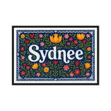 Sydnee Name Art - Floral Farmhouse personalized wall print for kids