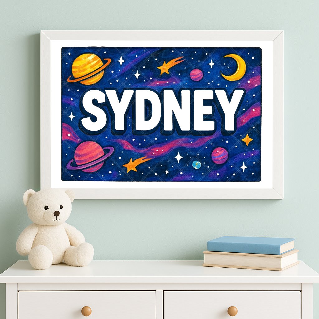 Personalized space name art for Sydney