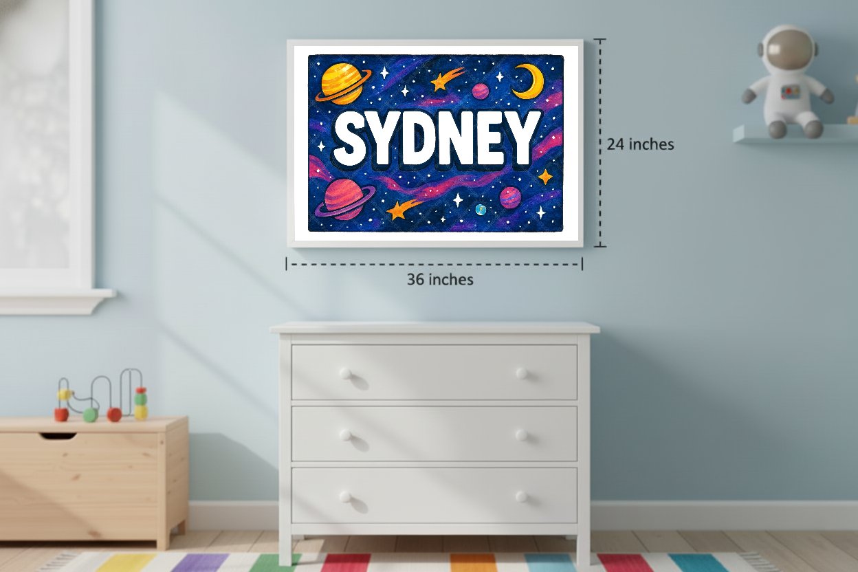 Personalized space name art for Sydney