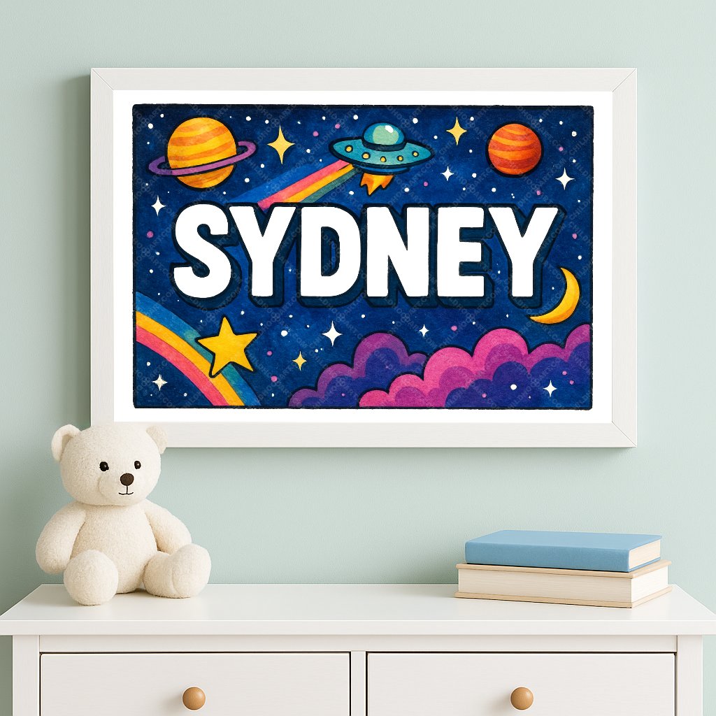 Personalized space name art for Sydney