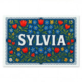 Sylvia Name Art - Floral Farmhouse personalized wall print for kids