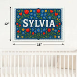 Sylvia Name Art - Floral Farmhouse personalized wall print for kids
