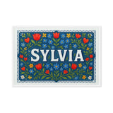 Sylvia Name Art - Floral Farmhouse personalized wall print for kids