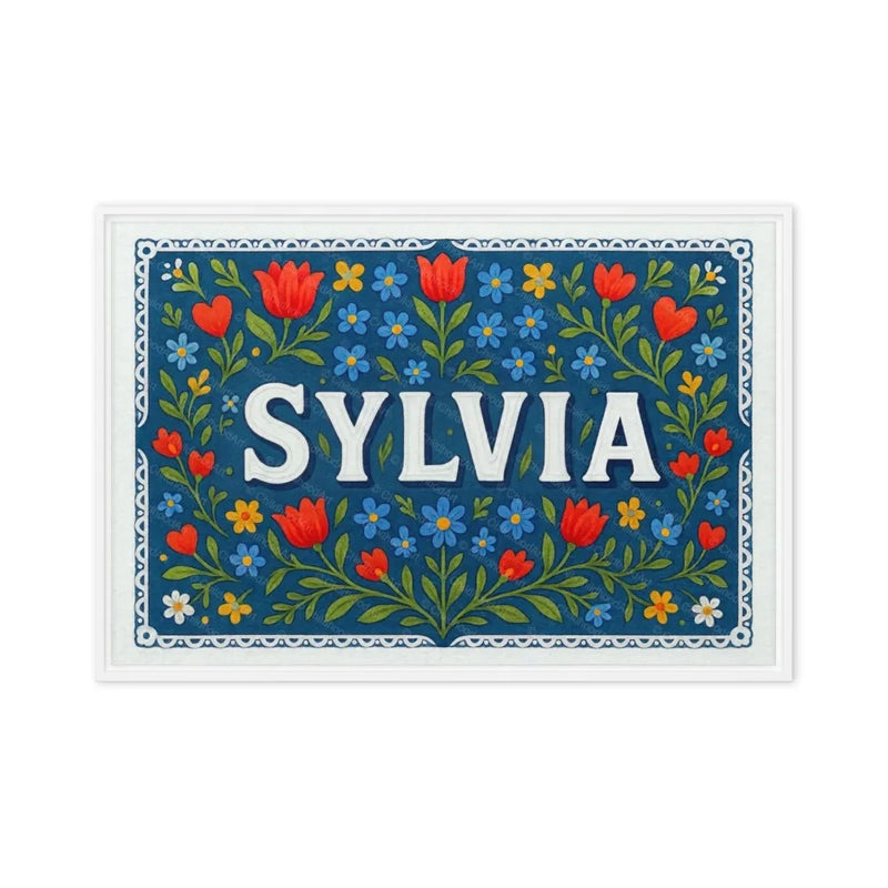 Sylvia Name Art - Floral Farmhouse personalized wall print for kids