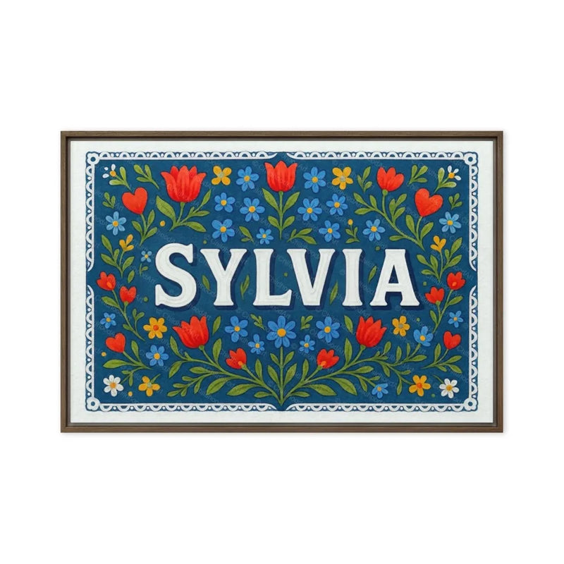 Sylvia Name Art - Floral Farmhouse personalized wall print for kids