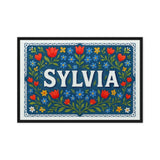 Sylvia Name Art - Floral Farmhouse personalized wall print for kids